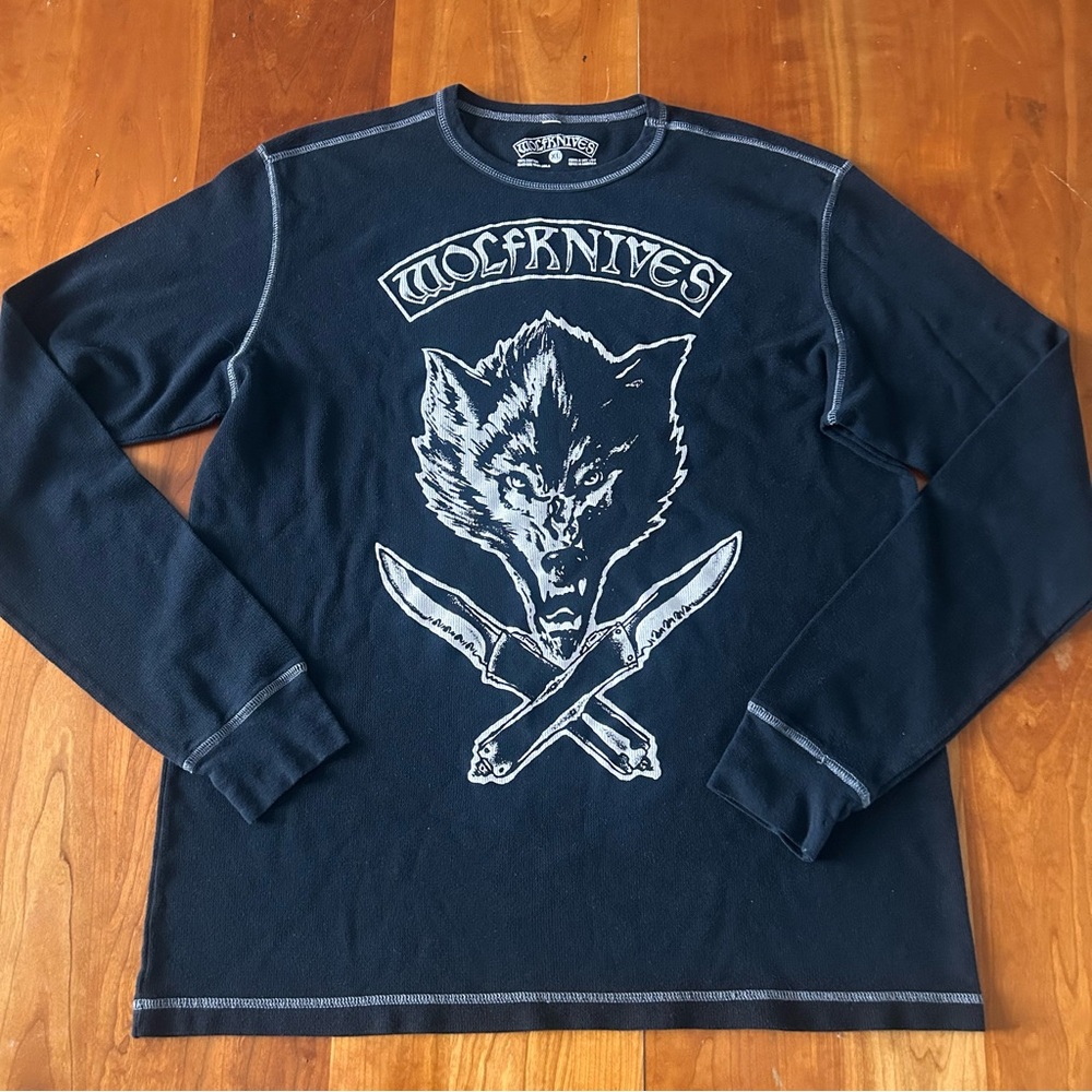 Jason Ellis Wolfknives thermal long sleeve shirt Size XL